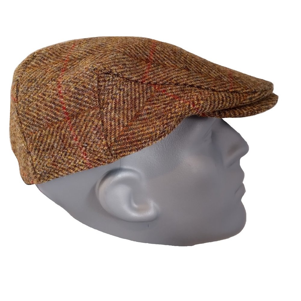 Hartside HS14 Scottish Highland Harris Tweed® Flat Cap Olive-Gold - CHOOSE SIZE - Picture 7 of 12